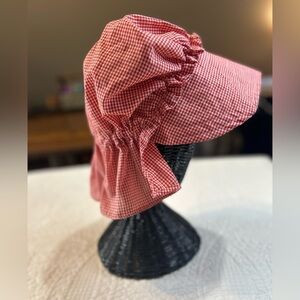Cottage Core Red and White Gingham Bonnet. Twee.
